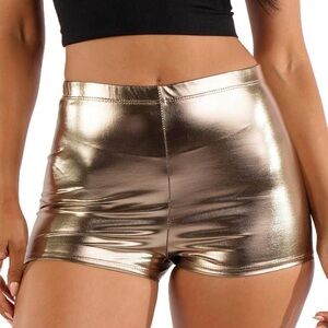 BOGOMORE Women's Metallic Booty Shorts - Shiny Sexy Hotpants Clubwear large nwt